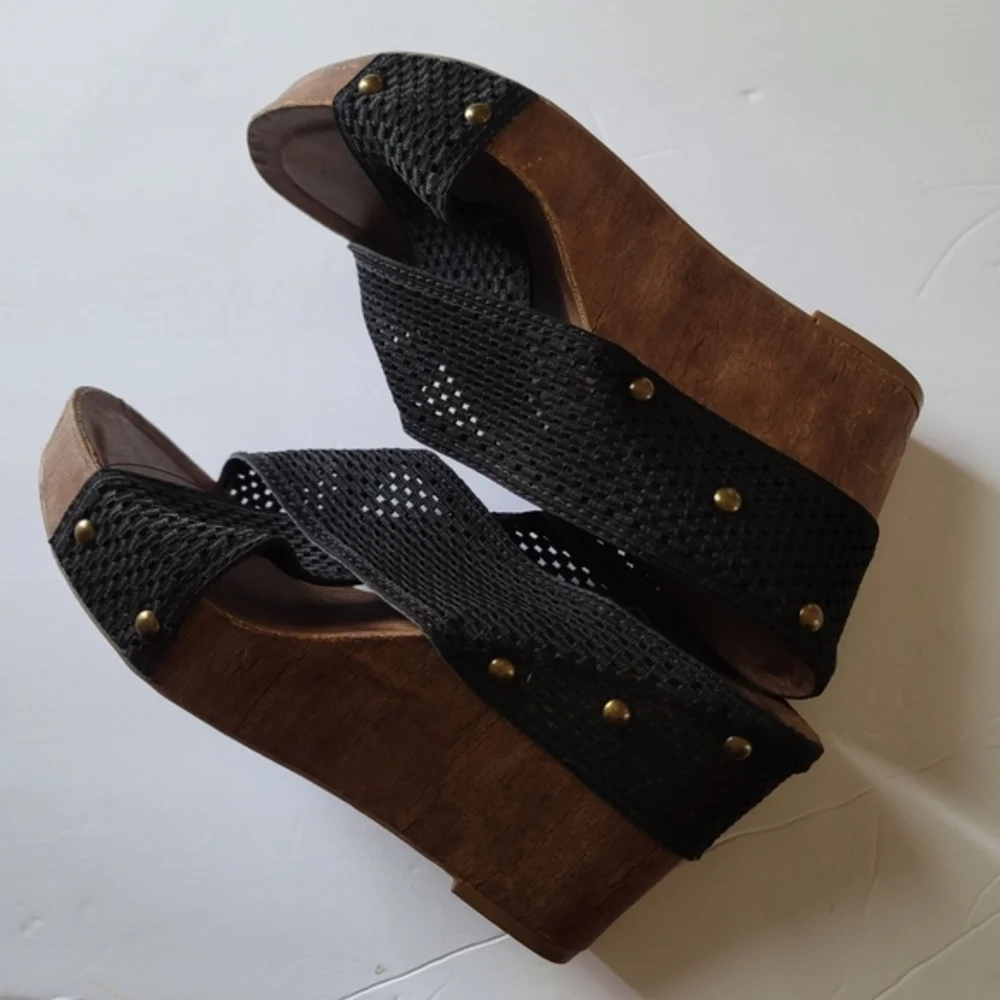 Cato Black Wedge Women's‎ Sandals Sz 9 Mesh 3